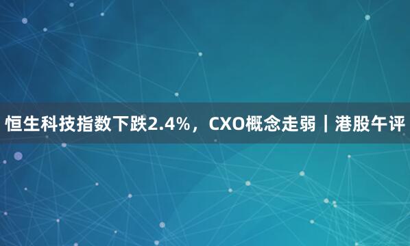 恒生科技指数下跌2.4%，CXO概念走弱｜港股午评