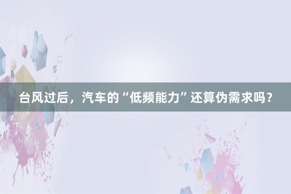 台风过后,汽车的“低频能力”还算伪需求吗?