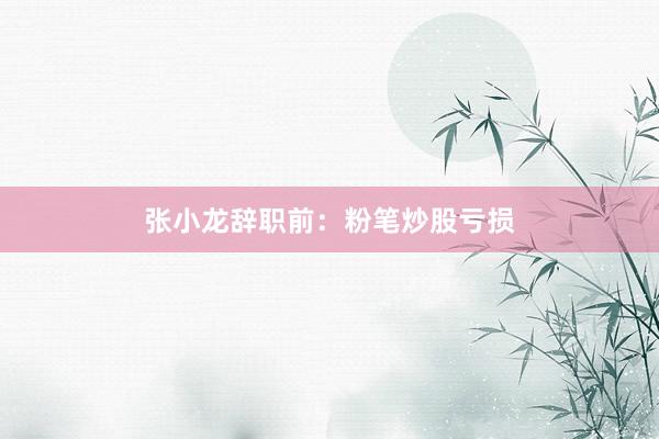 张小龙辞职前：粉笔炒股亏损