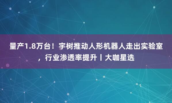 量产1.8万台!宇树推动人形机器人走出实验室,行业渗透率提升丨大咖星选