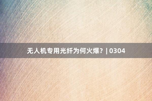 无人机专用光纤为何火爆？| 0304