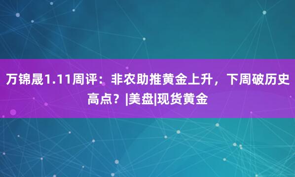 万锦晟1.11周评：非农助推黄金上升，下周破历史高点？|美盘|现货黄金