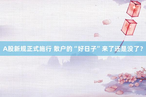 A股新规正式施行 散户的“好日子”来了还是没了？