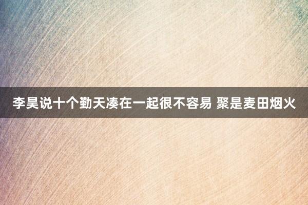 李昊说十个勤天凑在一起很不容易 聚是麦田烟火