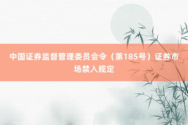 中国证券监督管理委员会令（第185号）　　证券市场禁入规定