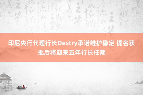 印尼央行代理行长Destry承诺维护稳定 提名获批后将迎来五年行长任期