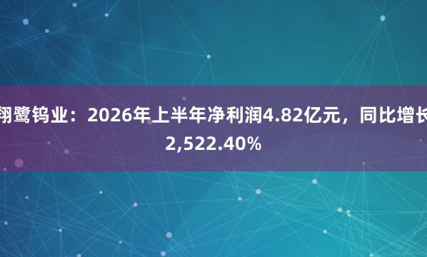 翔鹭钨业：2026年上半年净利润4.82亿元，同比增长2,522.40%