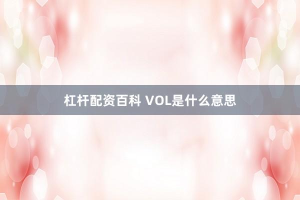 杠杆配资百科 VOL是什么意思