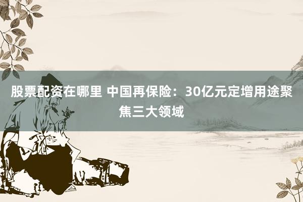 股票配资在哪里 中国再保险：30亿元定增用途聚焦三大领域