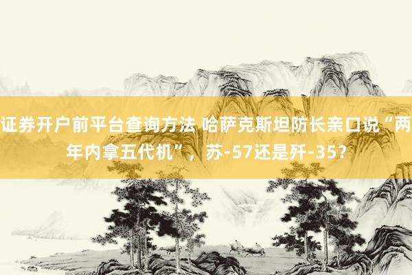 证券开户前平台查询方法 哈萨克斯坦防长亲口说“两年内拿五代机”，苏-57还是歼-35？