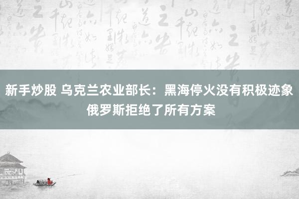 新手炒股 乌克兰农业部长：黑海停火没有积极迹象 俄罗斯拒绝了所有方案