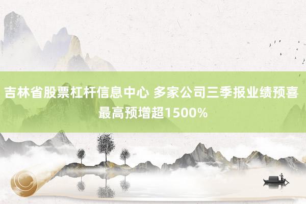吉林省股票杠杆信息中心 多家公司三季报业绩预喜 最高预增超1500%