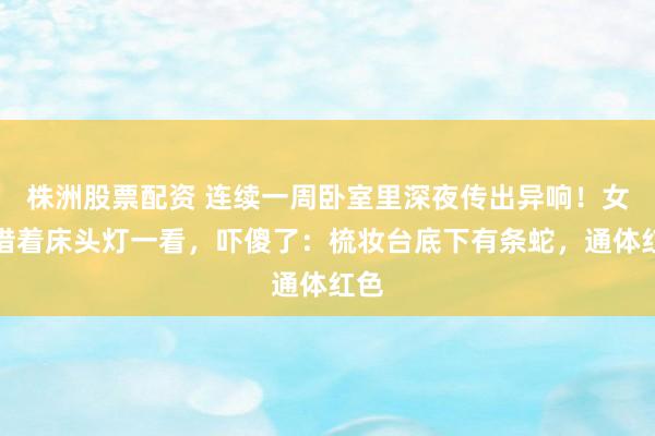 株洲股票配资 连续一周卧室里深夜传出异响！女子借着床头灯一看，吓傻了：梳妆台底下有条蛇，通体红色